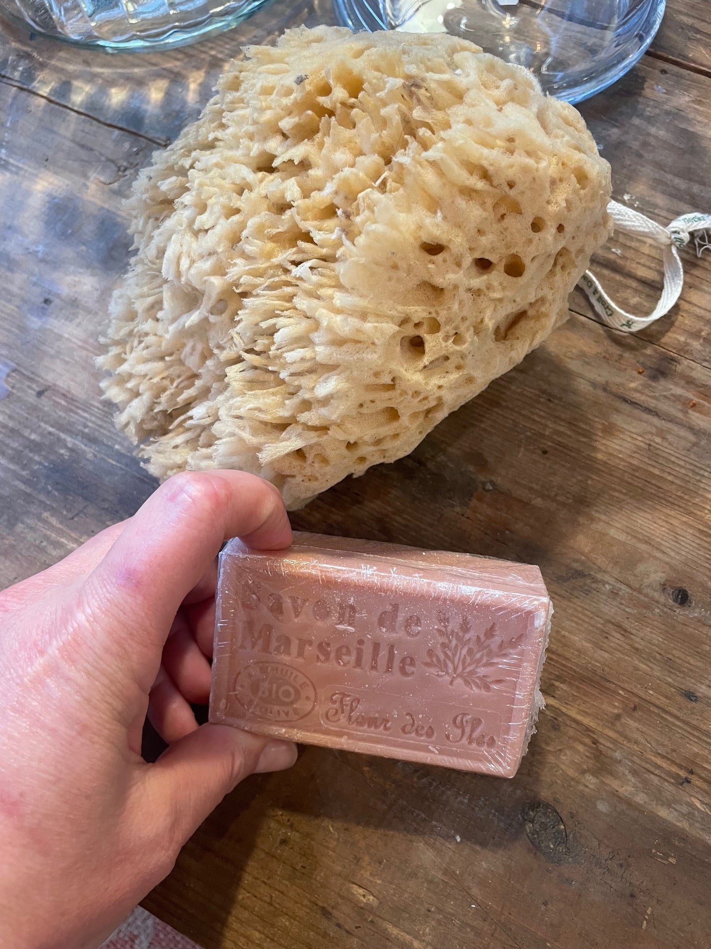 SAVON DE MARSEILLE ROSA + SPUGNA NATURALE